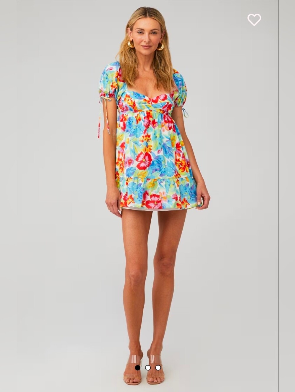 Amanda Uprichard Sicily Floral Dress with Puff Sleeves In Sorrento